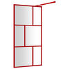 vidaXL Paroi de douche avec verre ESG transparent rouge 115x195 cm