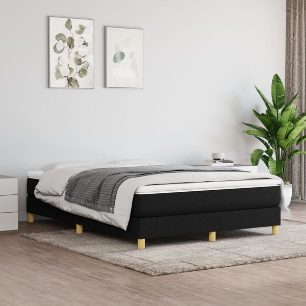 vidaXL Sommier &agrave; lattes de lit avec matelas Noir 140x190 cm Tissu