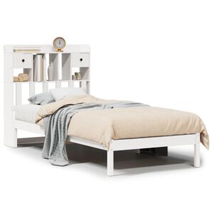 vidaXL Lit biblioth&egrave;que sans matelas blanc 90x190cm bois de pin massif