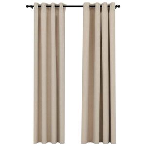 vidaXL Rideaux occultants aspect lin avec &oelig;illets 2pcs beige 140x245cm