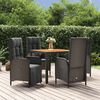 vidaXL Ensemble &agrave; manger de jardin coussins 5pcs Noir R&eacute;sine tress&eacute;e