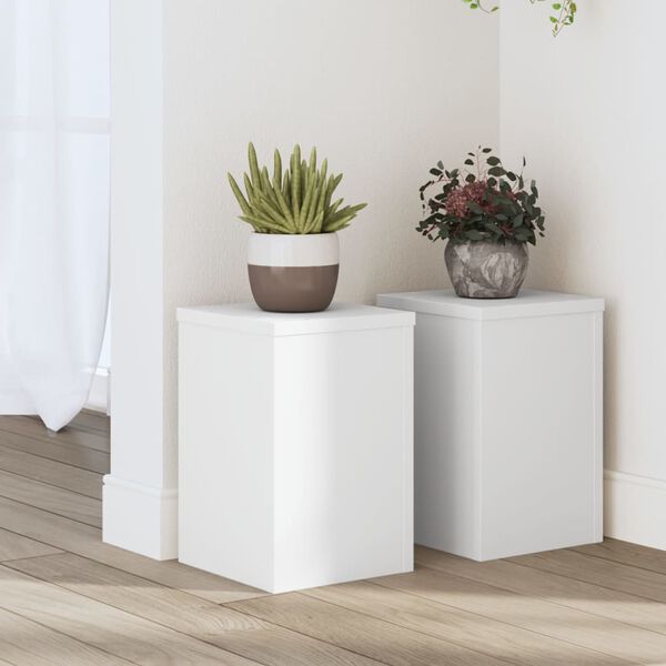 vidaXL Supports pour plantes 2 pcs blanc 20x20x30 cm bois d'ing&eacute;nierie