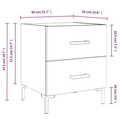 vidaXL Table de chevet sonoma gris 40x35x47,5 cm bois d’ingénierie