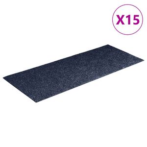 vidaXL Tapis d'escalier autocollants 15 pi&egrave;ces 60 x 25 cm Gris Bleu Rectangulaire