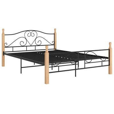 vidaXL Cadre de lit avec tête de lit sans matelas noir 140x200cm métal