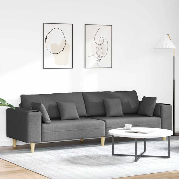 vidaXL Sofa en tissu avec coussin Gris foncé 208 cm tissu