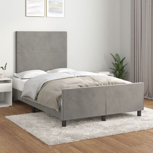 vidaXL Cadre de lit sans matelas gris clair 120x190 cm velours