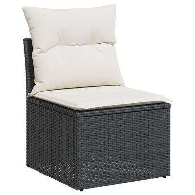 vidaXL Salon de jardin avec coussins 14 pcs noir résine tressée