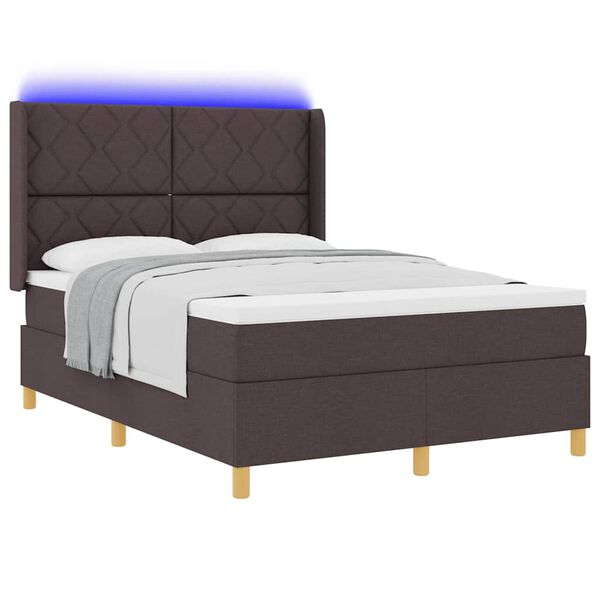 vidaXL Lit à ressorts avec matelas Marron 140 x 190 cm tissu