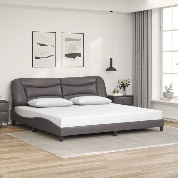 vidaXL Cadre de lit avec LED sans matelas Hvar gris 200x200 cm
