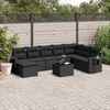 vidaXL Salon de jardin 9 pcs avec coussins noir r&eacute;sine tress&eacute;e