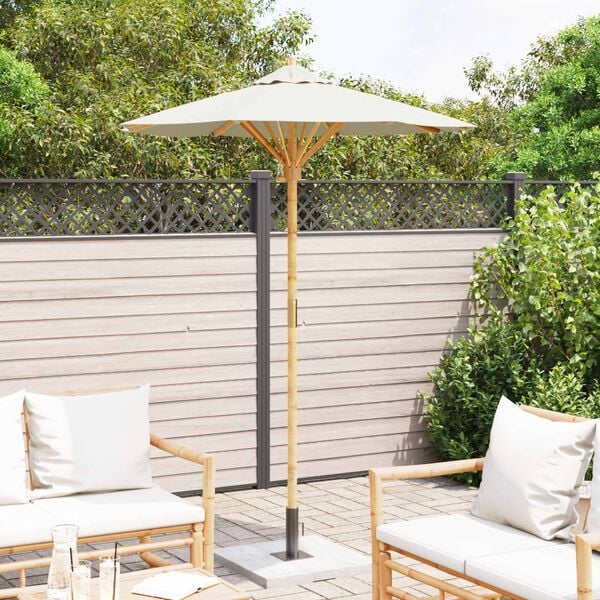 vidaXL Parasol de jardin Blanc cr&egrave;me &Oslash; 270 x 260 cm Bambou