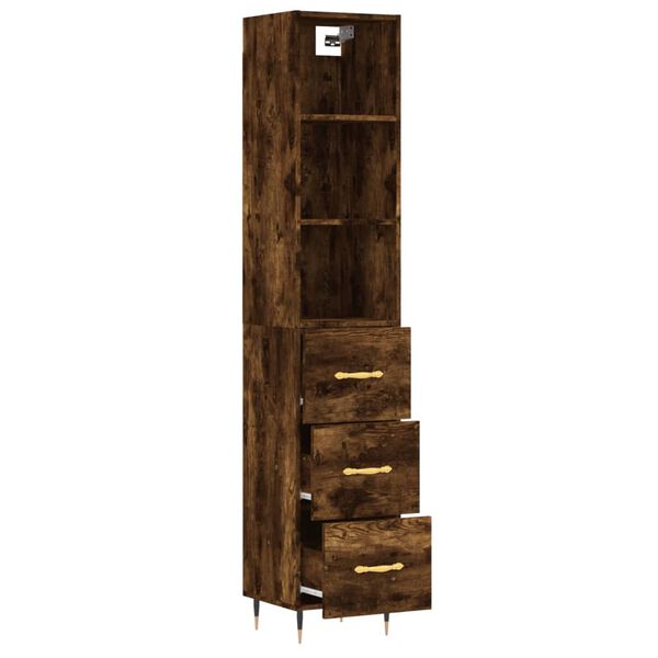 vidaXL Buffet haut Ch&ecirc;ne fum&eacute; 34,5x34x180 cm Bois d'ing&eacute;nierie