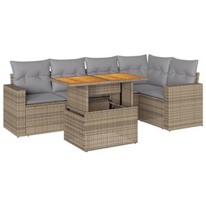 vidaXL Salon de jardin avec coussins 6 pcs beige r&eacute;sine tress&eacute;e