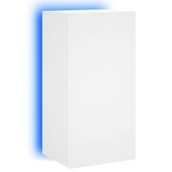 vidaXL Meuble TV mural avec lumi&egrave;res LED blanc 40,5x35x80 cm