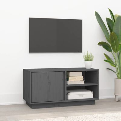 vidaXL Meuble TV Gris 80x35x40,5 cm Bois de pin massif