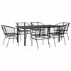 vidaXL Ensemble &agrave; manger de jardin 7pcs noir poly rotin verre