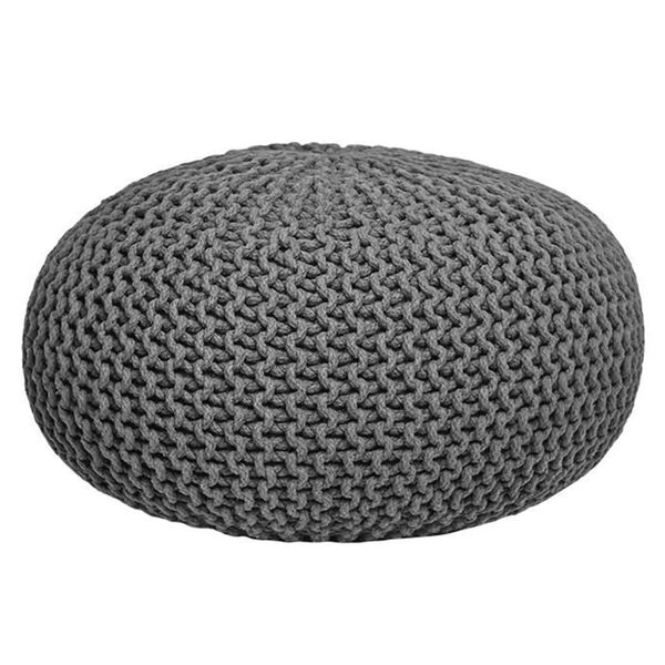 LABEL51 Pouf tricot&eacute; Coton L Gris fonc&eacute;