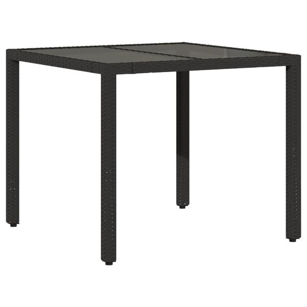 vidaXL Ensemble à manger de jardin et coussins 3 pcs noir rotin verre