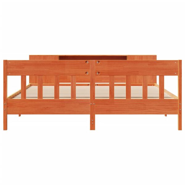 vidaXL Lit biblioth&egrave;que sans matelas cire marron 200x200 cm pin massif