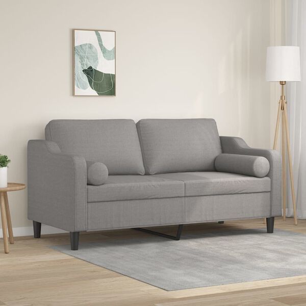 vidaXL Canap&eacute; 2 places et oreillers et coussins Gris clair 140cm Tissu