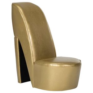 vidaXL Chaise en forme de chaussure &agrave; talon haut Dor&eacute; Similicuir