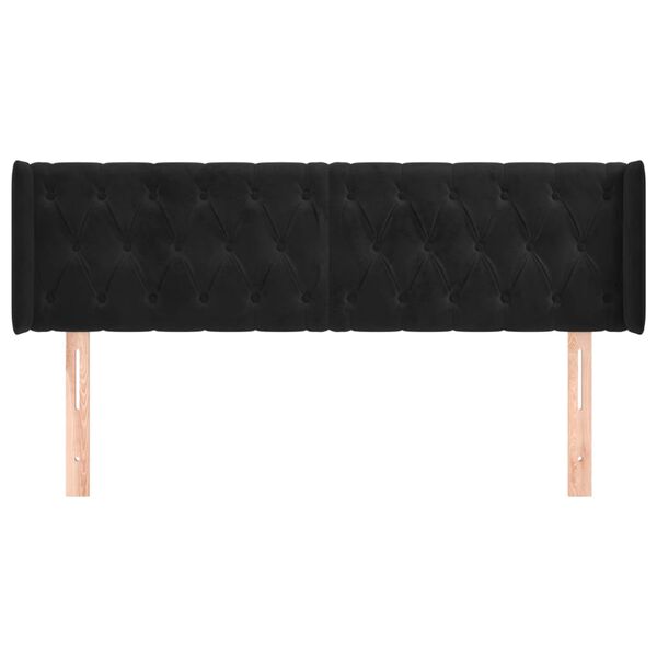 vidaXL T&ecirc;te de lit avec oreilles Noir 147x16x78/88 cm Velours