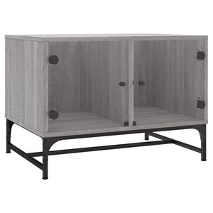vidaXL Table basse avec portes en verre sonoma gris 68,5x50x50 cm
