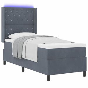 vidaXL Lit &agrave; ressorts avec matelas Gris fonc&eacute; 80 x 200 cm Velours