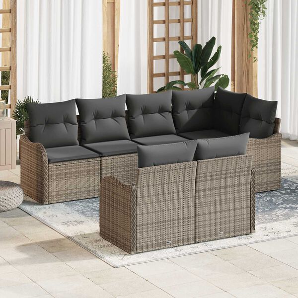 vidaXL Ensemble de canap&eacute; de jardin Gris polyrotin