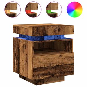vidaXL Armoire de chevet avec lumi&egrave;res LED vieux bois 40x39x48,5 cm