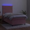 vidaXL Sommier &agrave; lattes de lit avec matelas LED Rose 80x200 cm Velours