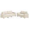 vidaXL Canap&eacute; 2 pc Beige Tissu en lin m&eacute;lang&eacute;