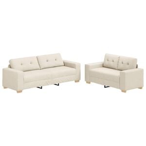 vidaXL Canap&eacute; 2 pc Beige Tissu en lin m&eacute;lang&eacute;