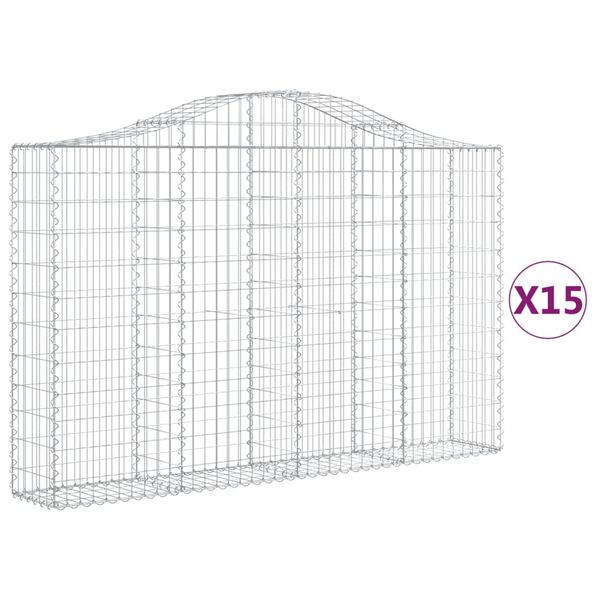 vidaXL Paniers &agrave; gabions arqu&eacute;s 15 pcs 200x30x120/140 cm Fer galvanis&eacute;
