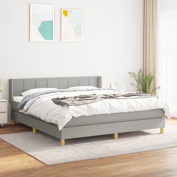 vidaXL Sommier &agrave; lattes de lit avec matelas Gris clair 180x200cm Tissu