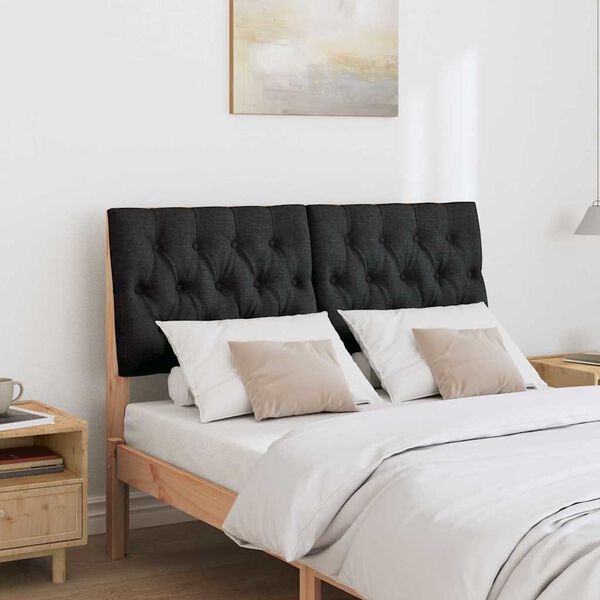 vidaXL T&ecirc;te de lit capitonn&eacute;e Noir 120 cm Pin massif