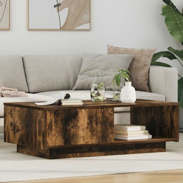 vidaXL Table basse Ch&ecirc;ne fum&eacute; 95 x 55 x 31 cm Bois d'ing&eacute;nierie