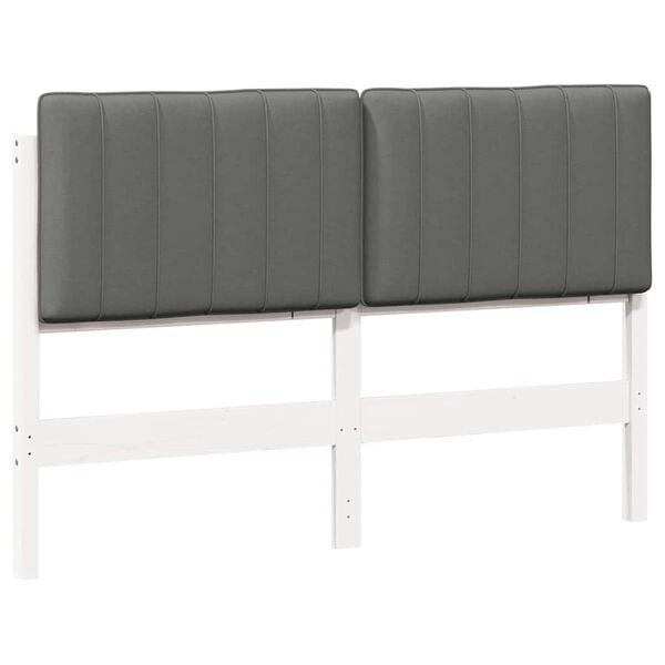 vidaXL T&ecirc;te de lit capitonn&eacute;e Blanc et gris clair 135 cm Pin massif