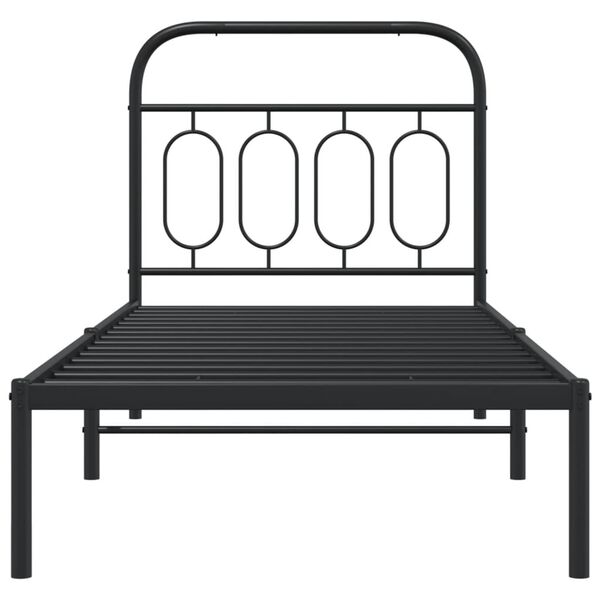 vidaXL Cadre de lit m&eacute;tal sans matelas avec t&ecirc;te de lit noir 90x200 cm