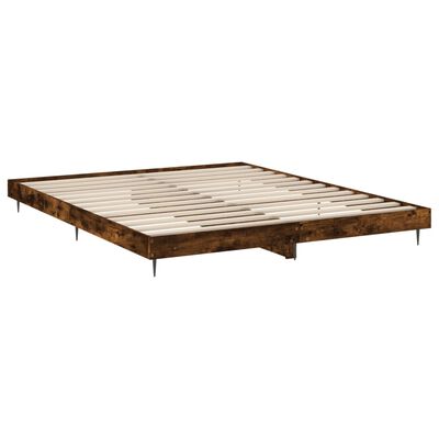 vidaXL Cadre de lit chêne fumé 150x200 cm bois d'ingénierie