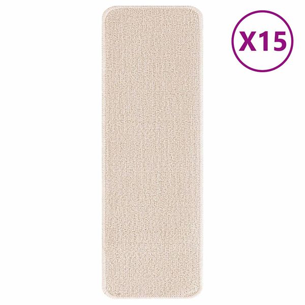 vidaXL Tapis Antid&eacute;rapants pour Escaliers 15 pcs Cr&egrave;me 60 x 25 cm PP