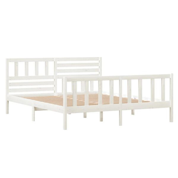 vidaXL Cadre de lit sans matelas blanc bois massif 140x190 cm