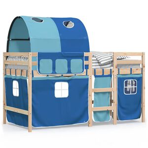 vidaXL Lit mezzanine enfants avec tunnel sans matelas bleu 90x200 cm