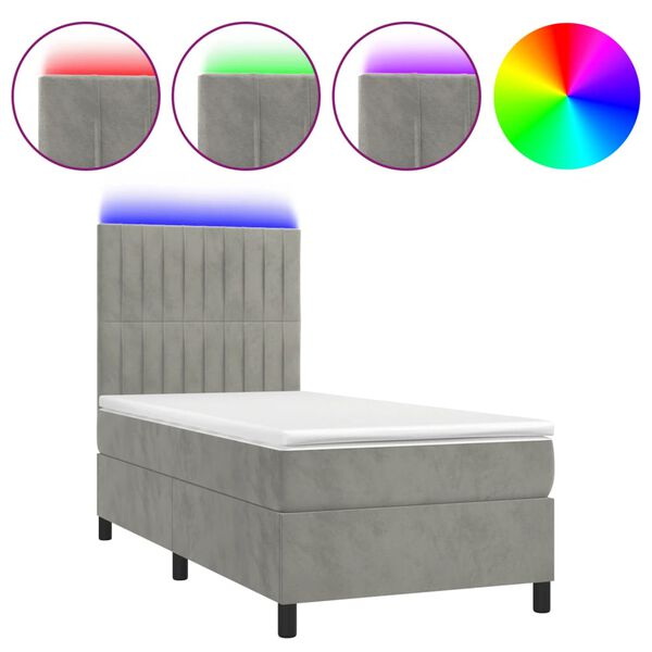 vidaXL Sommier &agrave; lattes de lit matelas LED Gris clair 80x200cm Velours