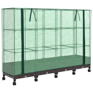 vidaXL Jardini&egrave;re de jardin avec couverture de serre et roues 4 pc PP