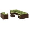 vidaXL Salon de jardin 10 pcs avec coussins marron r&eacute;sine tress&eacute;e
