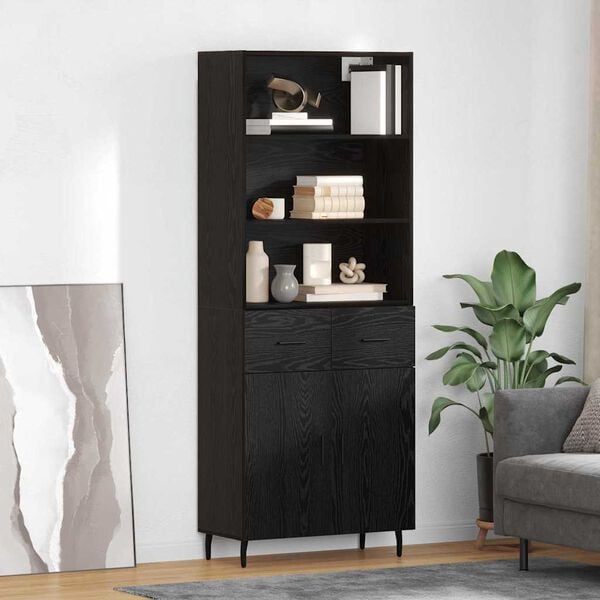 vidaXL Haut Armoire avec tiroir Ch&ecirc;ne noir 69,5 x 34 x 180 cm
