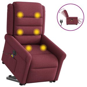 vidaXL Fauteuil inclinable de massage &eacute;lectrique Rouge bordeaux Tissu