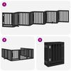 vidaXL Barrière pour chien porte pliable 9 panneaux noir bois peuplier